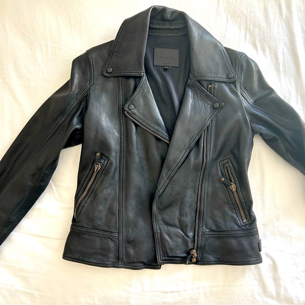 Massimo Dutti Biker Leather Jacket